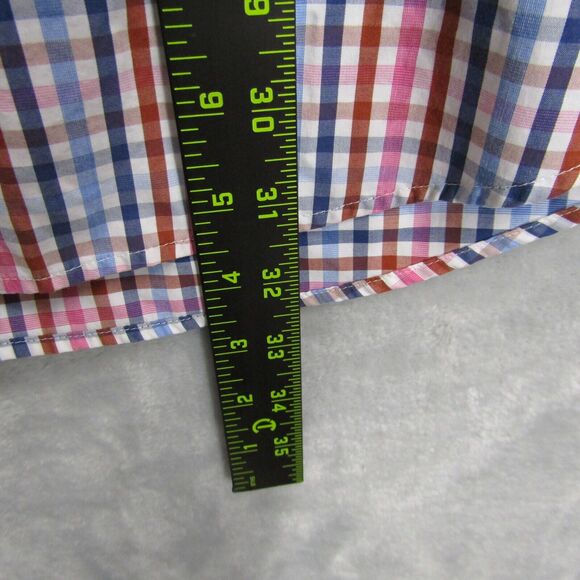 Peter Millar Shirt Men Extra Large Button Down Plaid Seaside Finish Short Sleeve - Picture 7 of 9